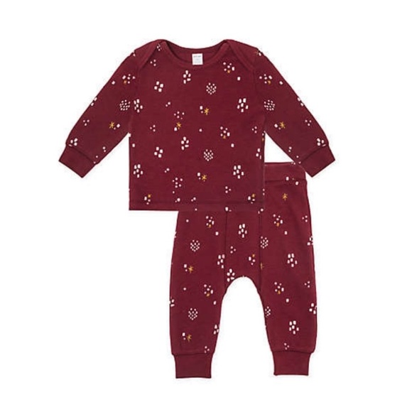 Petit Lem Thermal Printed 2 Piece Sleepwear Set Size 9M Burgundy/Pink - Picture 4 of 10